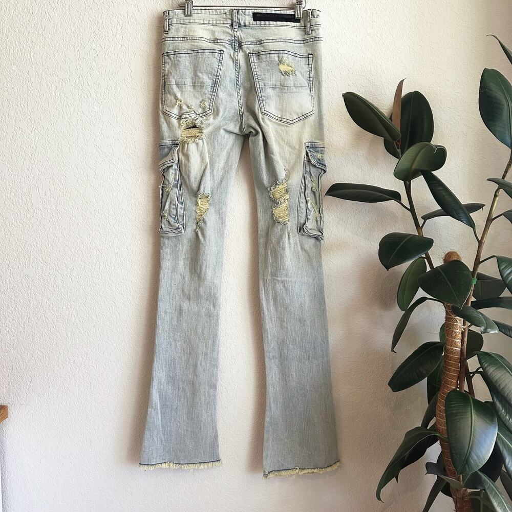 Rockstar Original Slim Cargo Stacked Flare Stretch Jeans 30X36 Y2K Streetwear - Picture 4 of 11